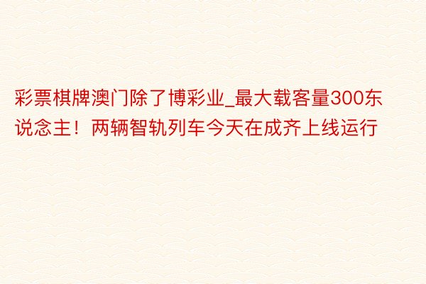 彩票棋牌澳门除了博彩业_最大载客量300东说念主！两辆智轨列车今天在成齐上线运行